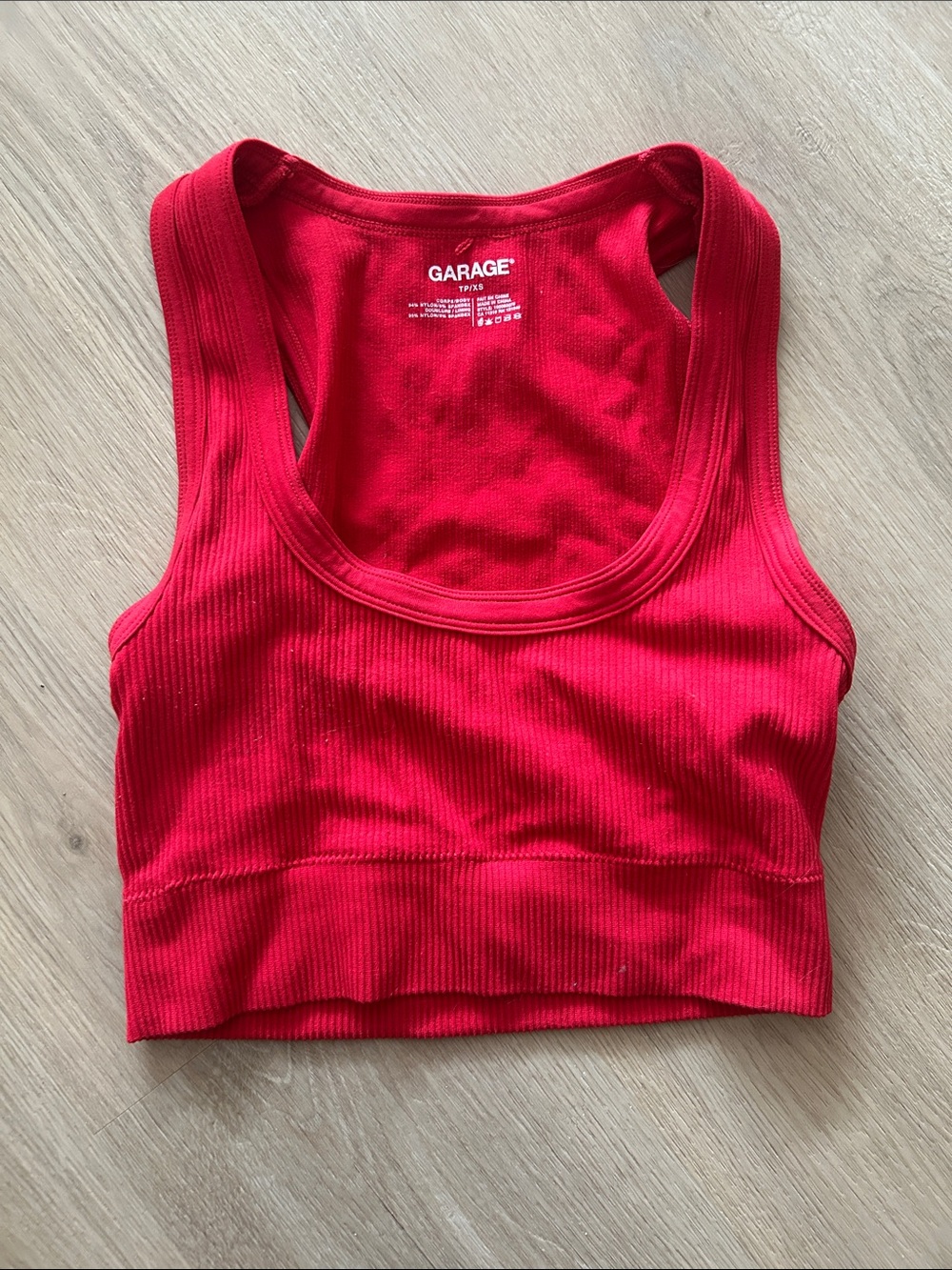 Garage Women's Bright Red Ribbed Crop Tank